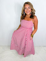 Radiant Red Striped Maxi Dress