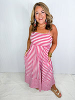 Radiant Red Striped Maxi Dress