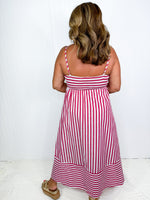 Radiant Red Striped Maxi Dress