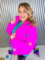 Baby You're A Star Puffer Jacket- Fuchsia