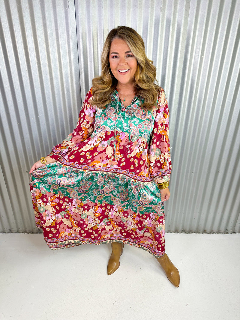 Fall Floral Mix Maxi Dress