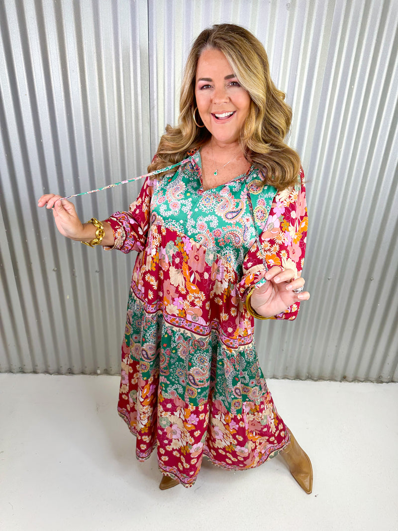 Fall Floral Mix Maxi Dress