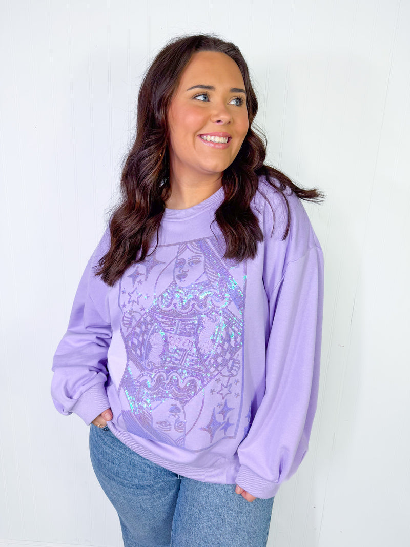 Queen of Sparkles - Lavender Tonal QOS Logo Sweatshirt