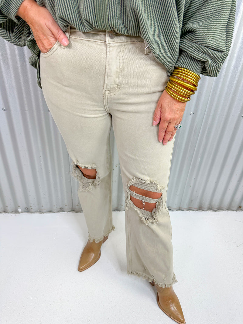 Fallelujah Distressed Jean- Sand