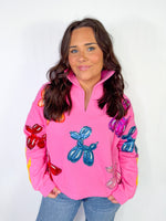 Queen of Sparkles - Pink Multi Balloon Dog Sweatshirt