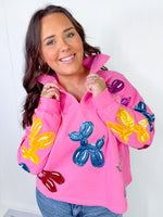 Queen of Sparkles - Pink Multi Balloon Dog Sweatshirt