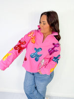 Queen of Sparkles - Pink Multi Balloon Dog Sweatshirt