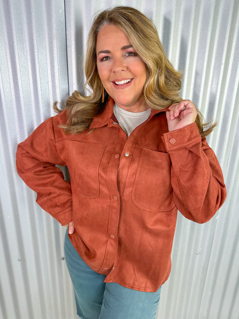 Beth Suede Shacket- Auburn