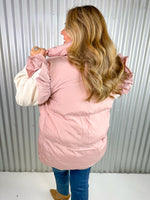 Feminine Fall Puffer Vest- Dusty Pink