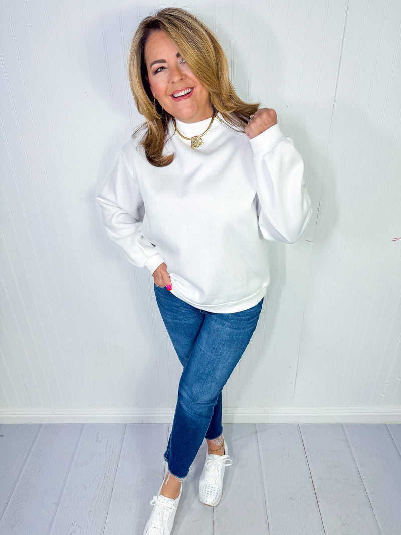 In A Zip Mock Neck Pullover