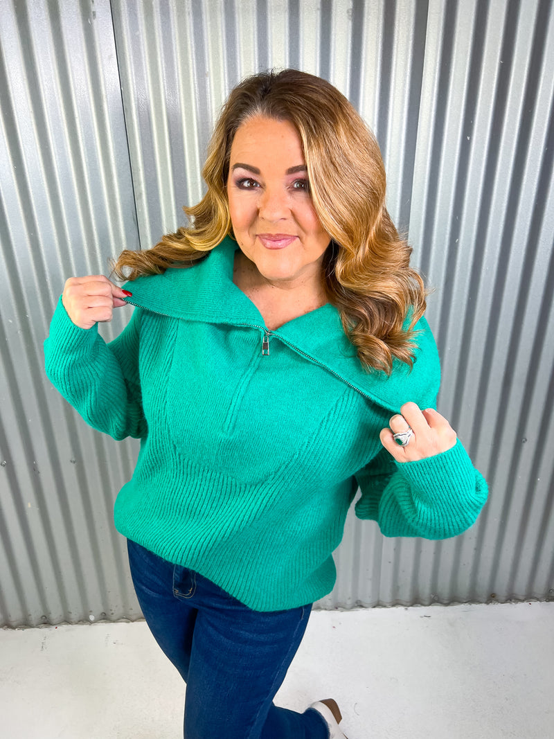 Preppy Chick Sweater- Green