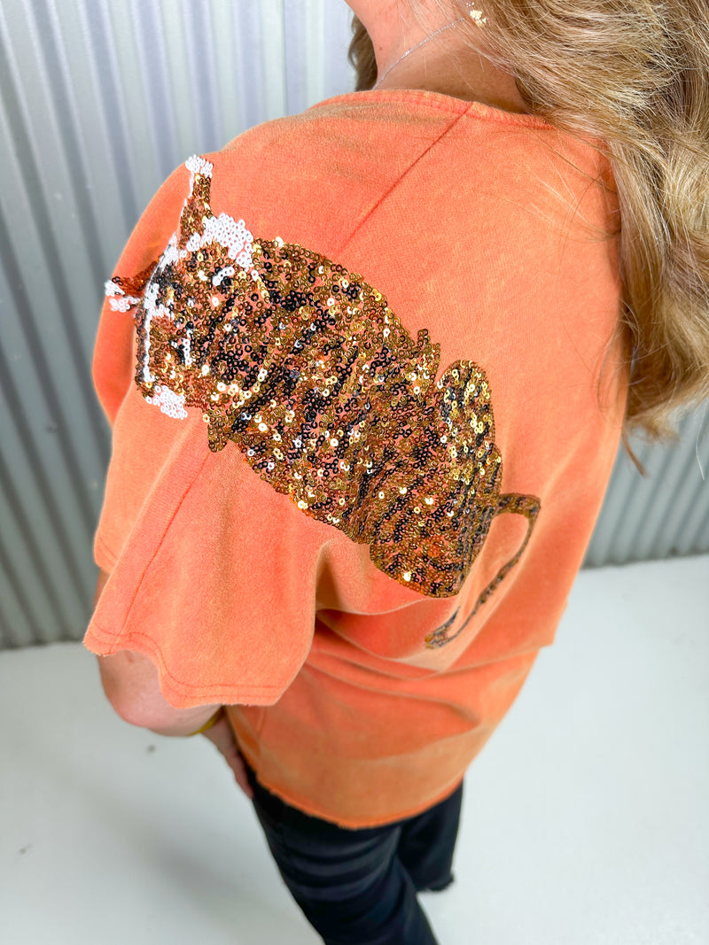 Tina Tiger Tee - Burnt Orange