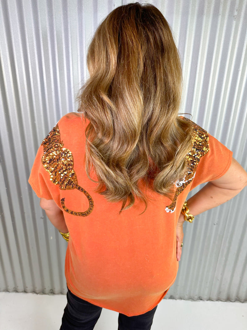 Tina Tiger Tee - Burnt Orange