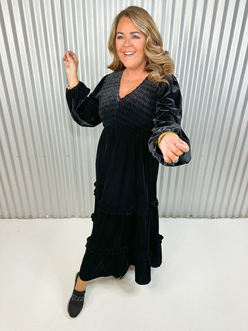 The Harley Velvet Dress- Black