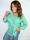 Evergreen Elegance Striped Button Down