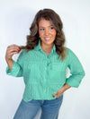 Evergreen Elegance Striped Button Down