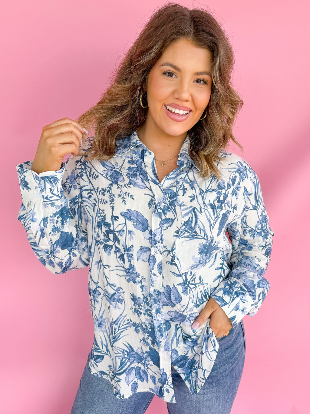 Blue Willow Button Down