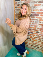 Kimmie Neutral Oversized Top- Mocha