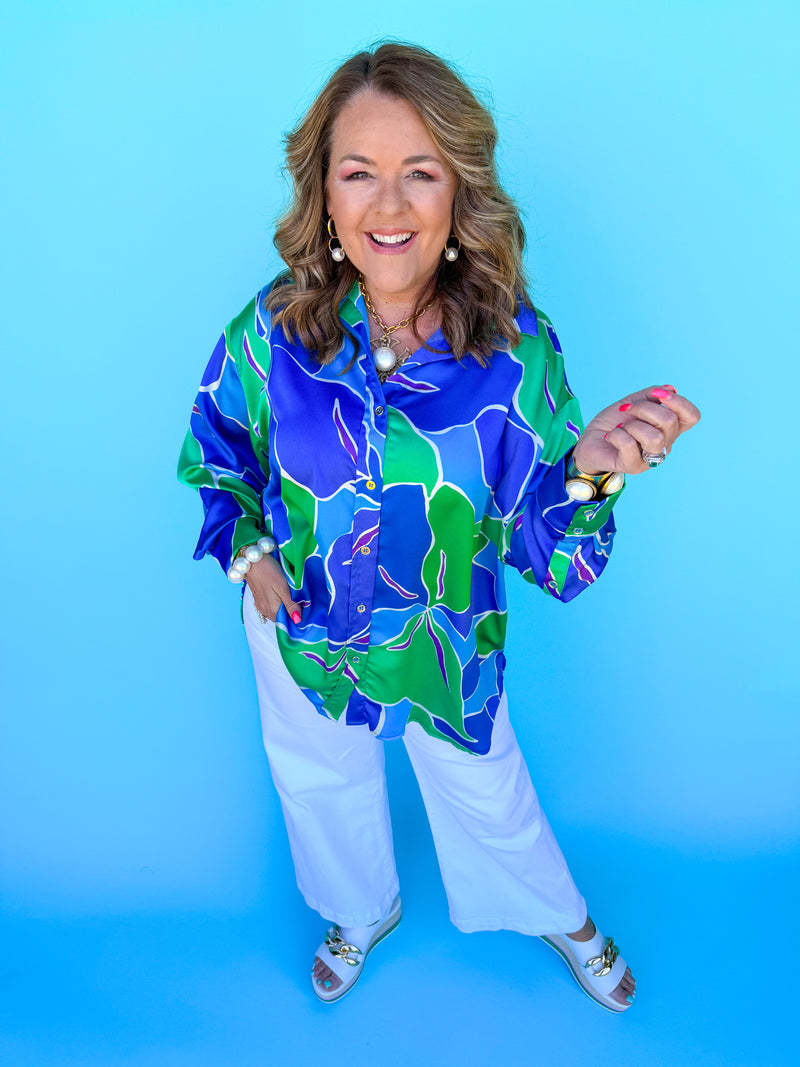 Lily Pad Button Down- Blue
