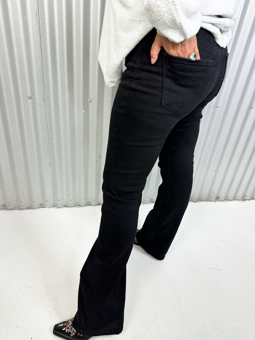 Pitch Black Boot Cut Jeans