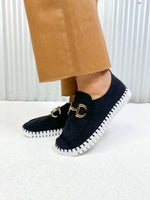 Tulip Slip On Sneaker- Black With Gold Buckle