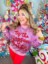 QOS Pink Full Sequin 'Tis The Season to Sparkle' Sweater