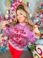 QOS Pink Full Sequin 'Tis The Season to Sparkle' Sweater