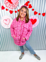 Take My Heart Tweed Shacket- Pink