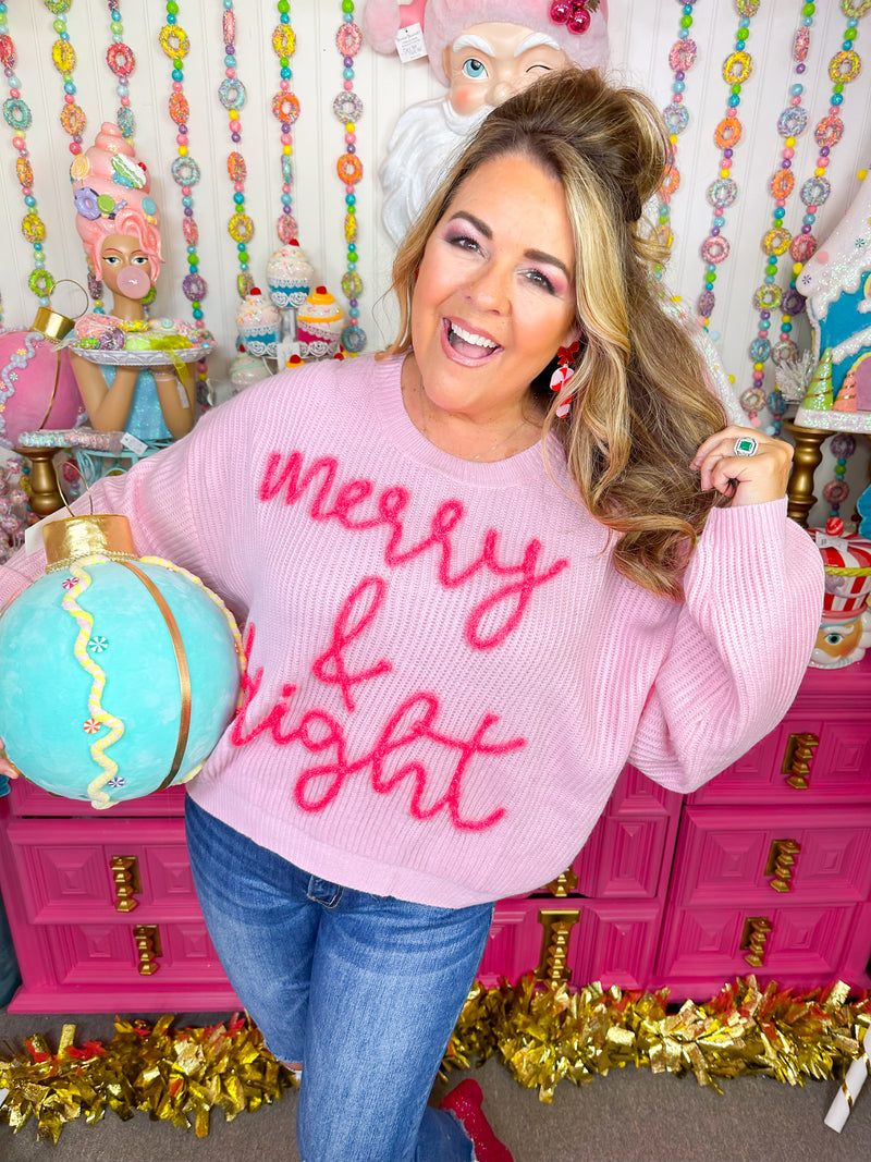 Neon Pink Merry & Bright Sweater