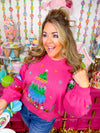 QOS Pink Feather Christmas Tree Sweater