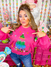 QOS Pink Feather Christmas Tree Sweater