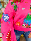 QOS Pink Feather Christmas Tree Sweater