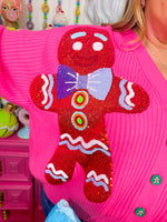 QOS Hot Pink Gingerbread Cardigan