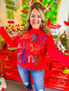 QOS Red Merry Everything Sweater