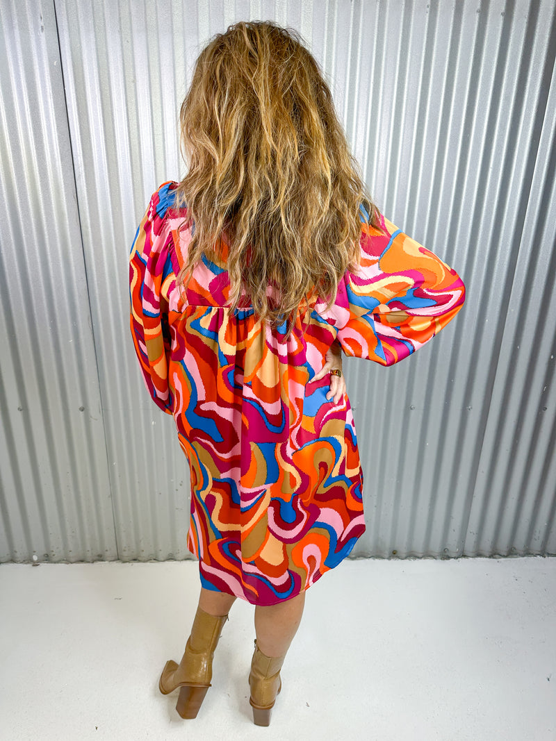 Adrienne- Retro Swirls- Savannah Dress