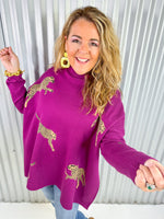 Jade Jungle Mock Sweater- Wine