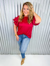 Cleopatra Drape Sleeve Top- Brick Red