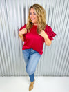 Cleopatra Drape Sleeve Top- Brick Red