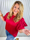 Cleopatra Drape Sleeve Top- Brick Red