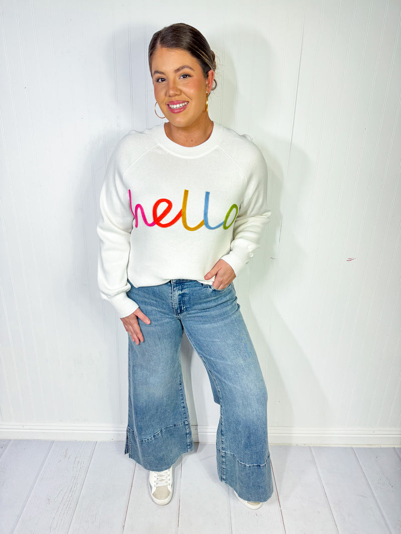 "Hello" Pastels Sweater