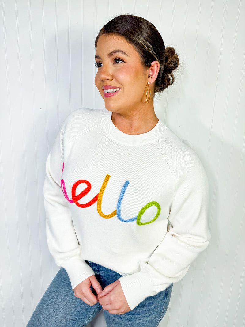 "Hello" Pastels Sweater