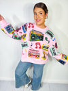 QOS -  Pink Vintage Cassettes Sweatshirt