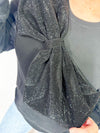 QOS - Black Rhinestone Bow Sweatshirt