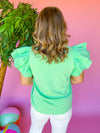 Mint To Be Ruffle Sleeve Top