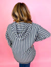 Falling For Stripes Hoodie- Grey