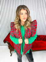 Women’s Christmas plaid puffer vest. 