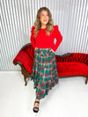 Green plaid tiered maxi skirt. 