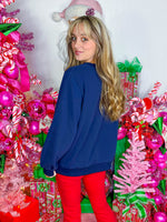 QOS- Navy Grinch Mistletoe Hand Sweatshirt