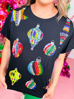 QOS- Black Multi Ornaments Tee