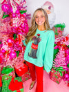 QOS- Mint Green Bow Coca Cola Bottle Sweatshirt